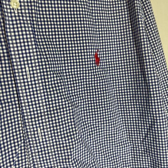 Ralph Lauren navy and white checked‎ long sleeve shirt, size XL - Picture 10 of 16